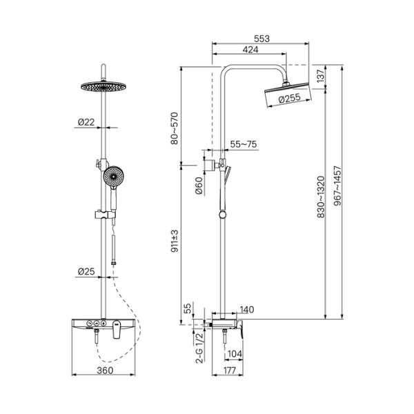Душевая система IDDIS Shelfy (SHESB3Bi06)